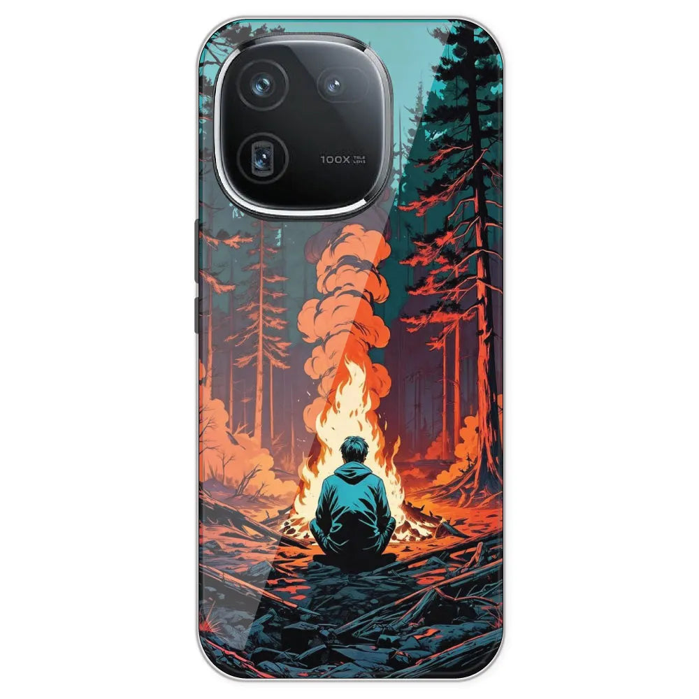 Boy With Camp Fire - Printed Silicone Case For IQOO 12