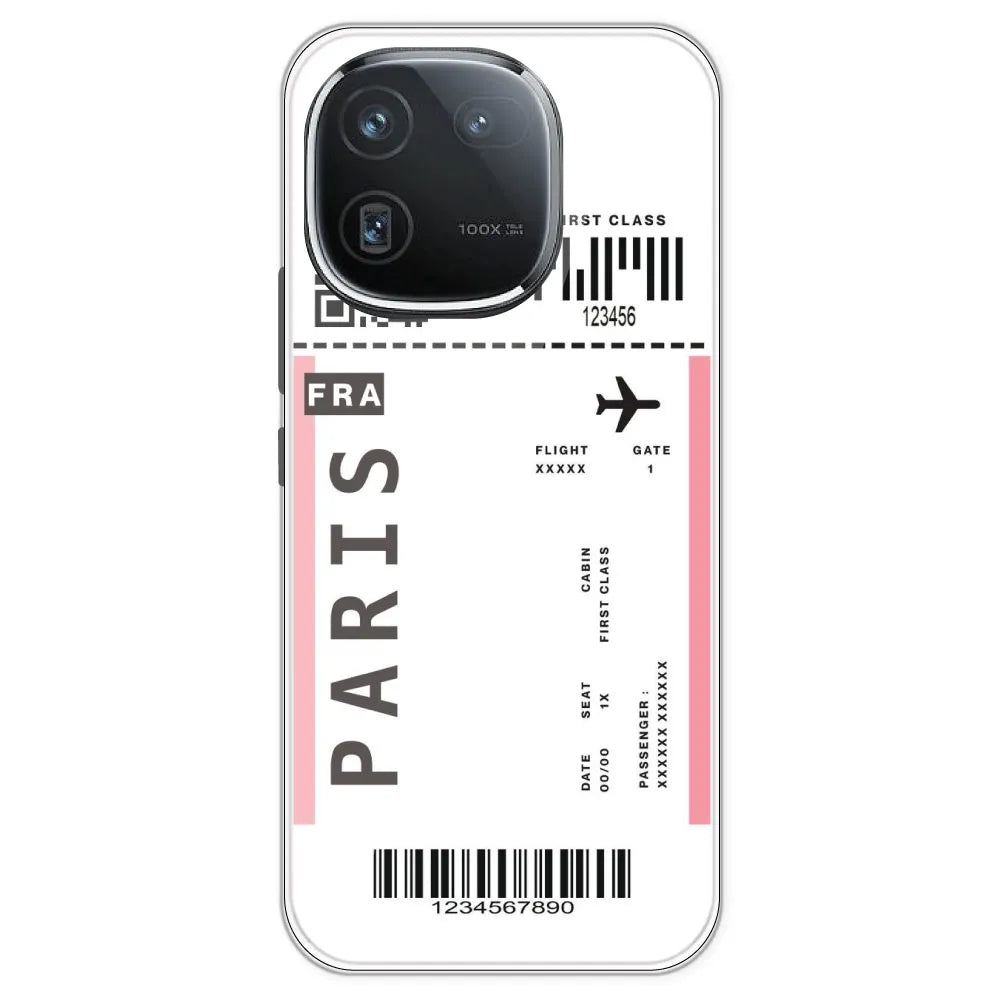 Paris Ticket - Clear Printed Silicone Case For IQOO 12