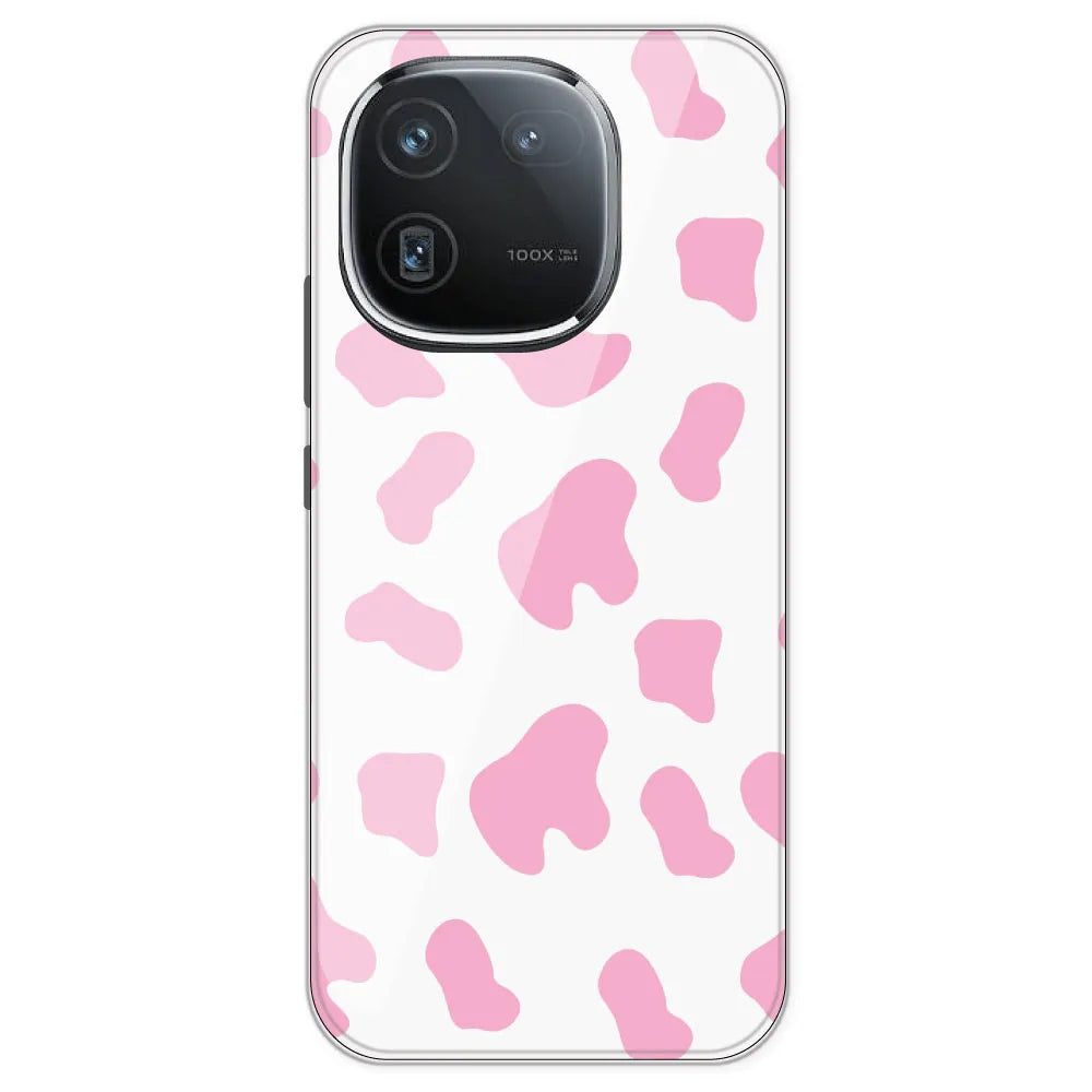 Pink Cow Print - Clear Printed Silicone Case For IQOO 12