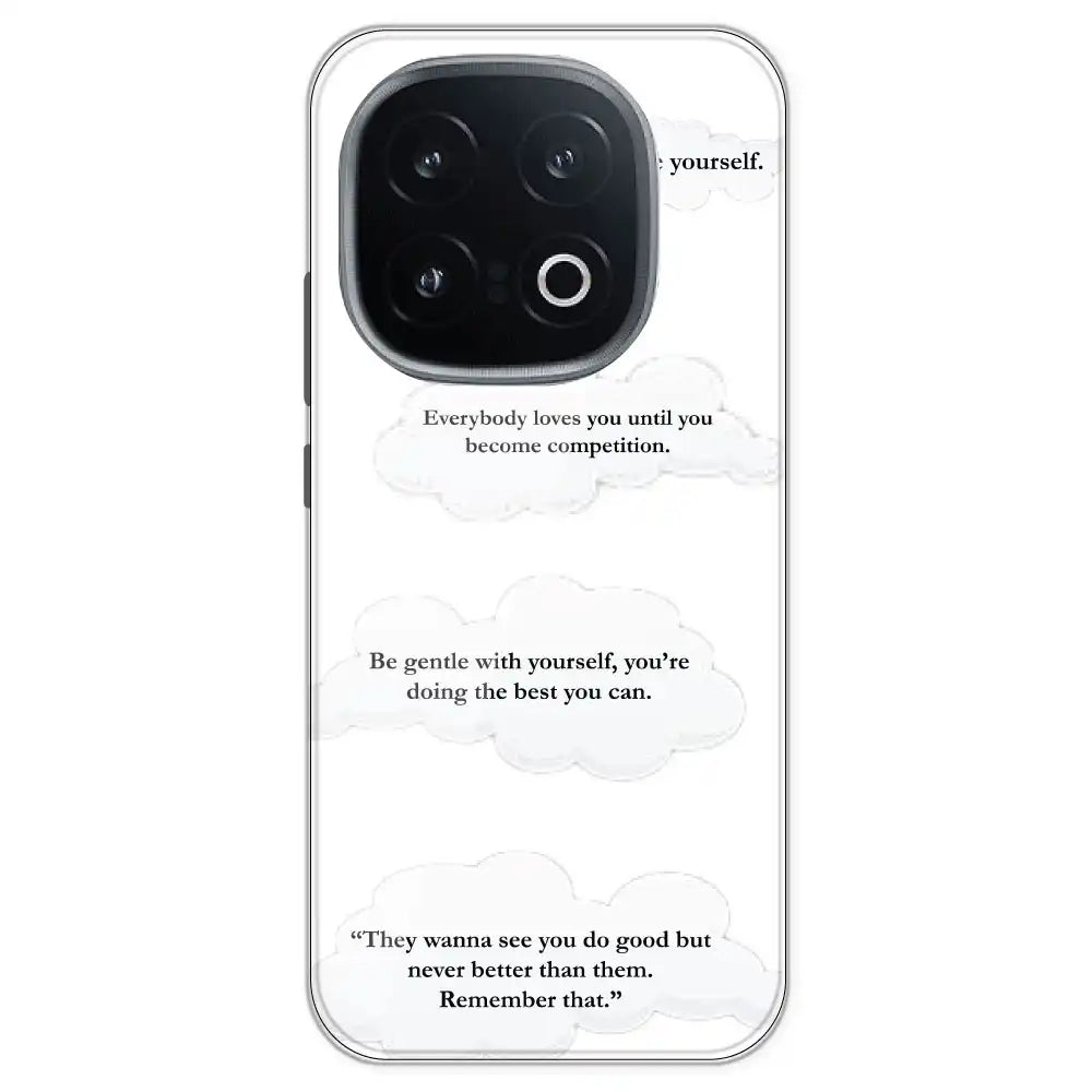Quotes And Clouds - Clear Printed Silicone Case For iQOO Models