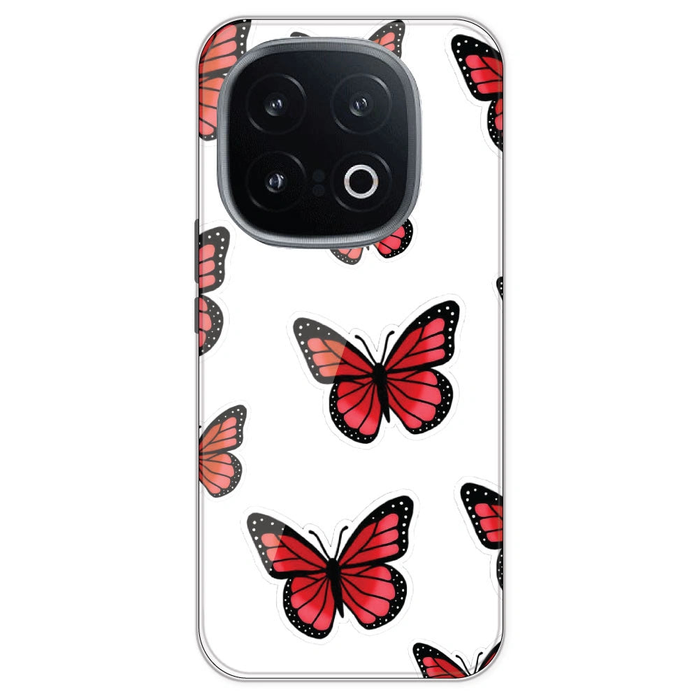 Red Butterfly - Clear Printed Silicone Case For IQOO 13
