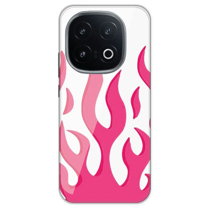Pink Flames - Clear Printed Silicone Case For iQOO 13 5G
