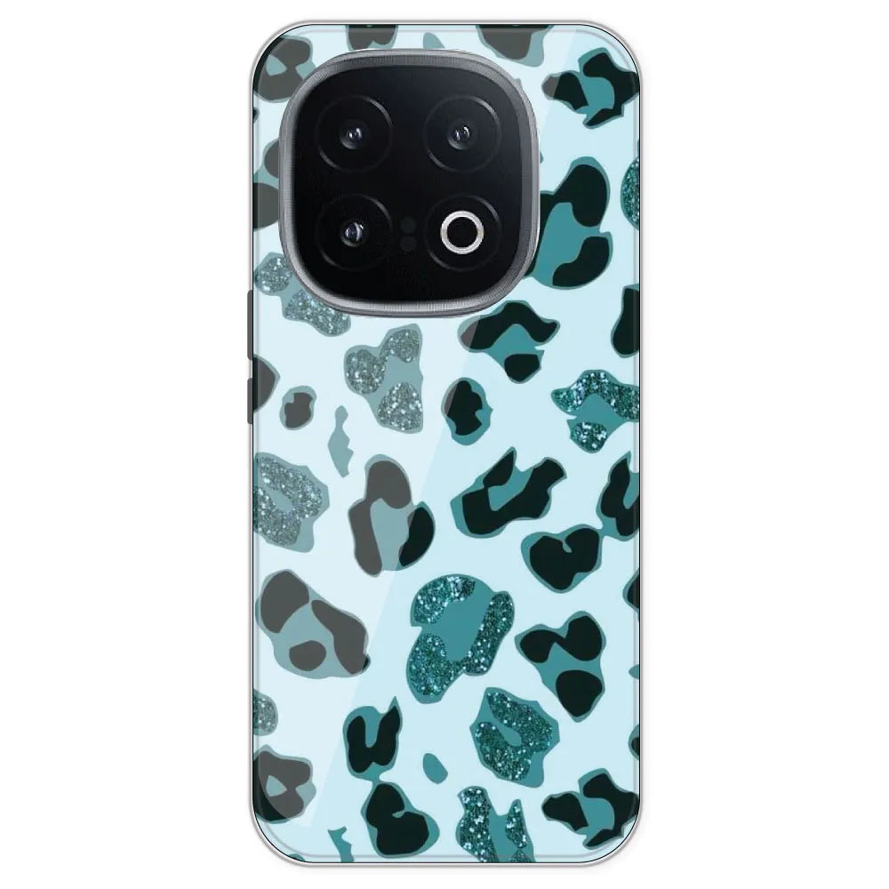 Blue Leopard Glitter Print - Printed Silicone Case For IQOO 13
