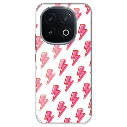 Pink Lightning Bolts - Clear Printed Silicone Case For IQOO 13