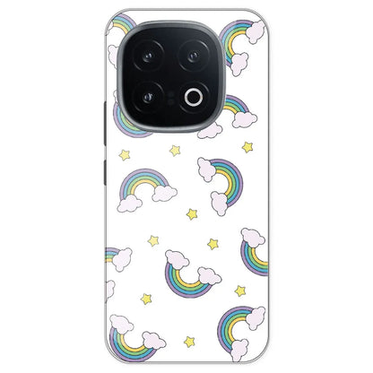 Rainbow With Clouds - Clear Printed Silicone Case For IQOO 13