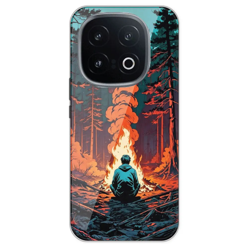 Boy With Camp Fire - Printed Silicone Case For IQOO 13