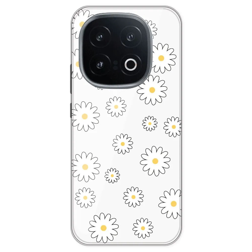 White Flowers - Clear Printed Silicone Case For IQOO 13