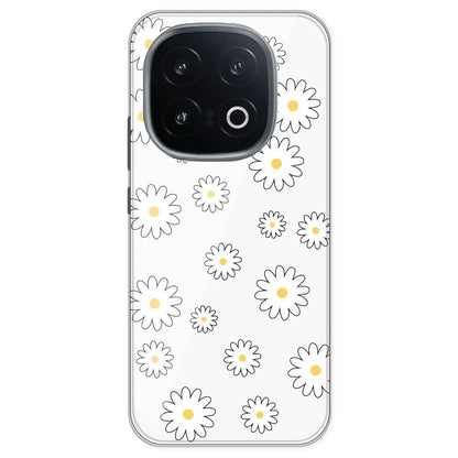 White Flowers - Clear Printed Silicone Case For IQOO 13