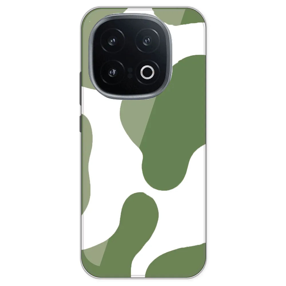 Olive Green Cow Print - Clear Printed Silicone Case For IQOO 13