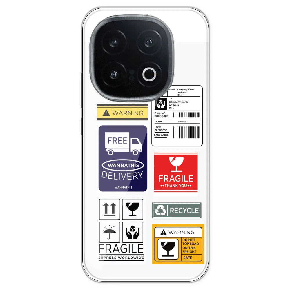 Caution Labels - Clear Printed Silicone Case For IQOO 13