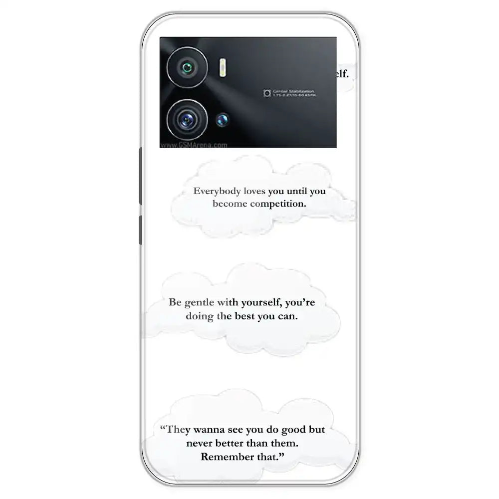 Quotes And Clouds - Clear Printed Silicone Case For iQOO Models