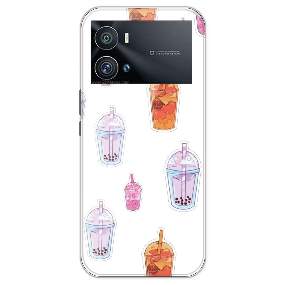 Bubble Tea - Clear Printed Silicone Case For IQOO 9 Pro