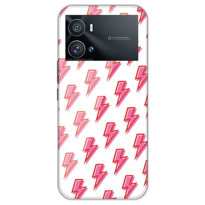 Pink Lightning Bolts - Clear Printed Silicone Case For IQOO 9 Pro
