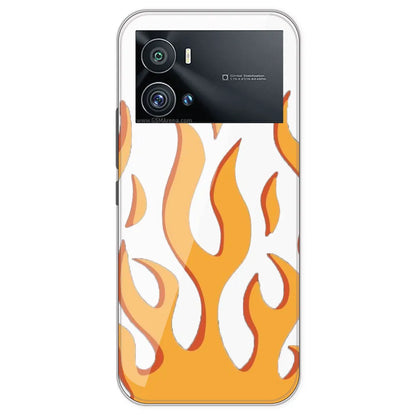 Orange Flames - Clear Printed Silicone Case For IQOO 9 Pro
