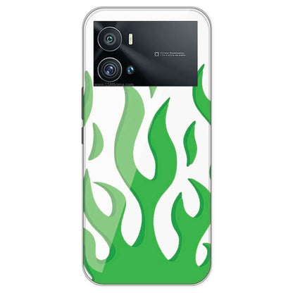 Green Flames - Clear Printed Silicone Case For IQOO 9 Pro