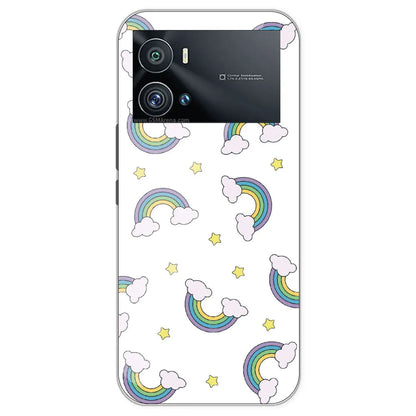 Rainbow With Clouds - Clear Printed Silicone Case For IQOO 9 Pro