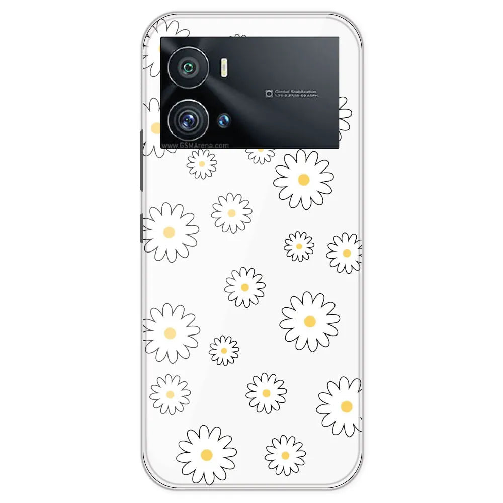 White Flowers - Clear Printed Silicone Case For IQOO 9 Pro