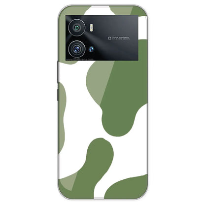 Olive Green Cow Print - Clear Printed Silicone Case For IQOO 9 Pro
