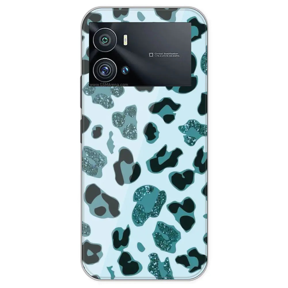 Blue Leopard Glitter Print - Printed Silicone Case For IQOO 9 Pro