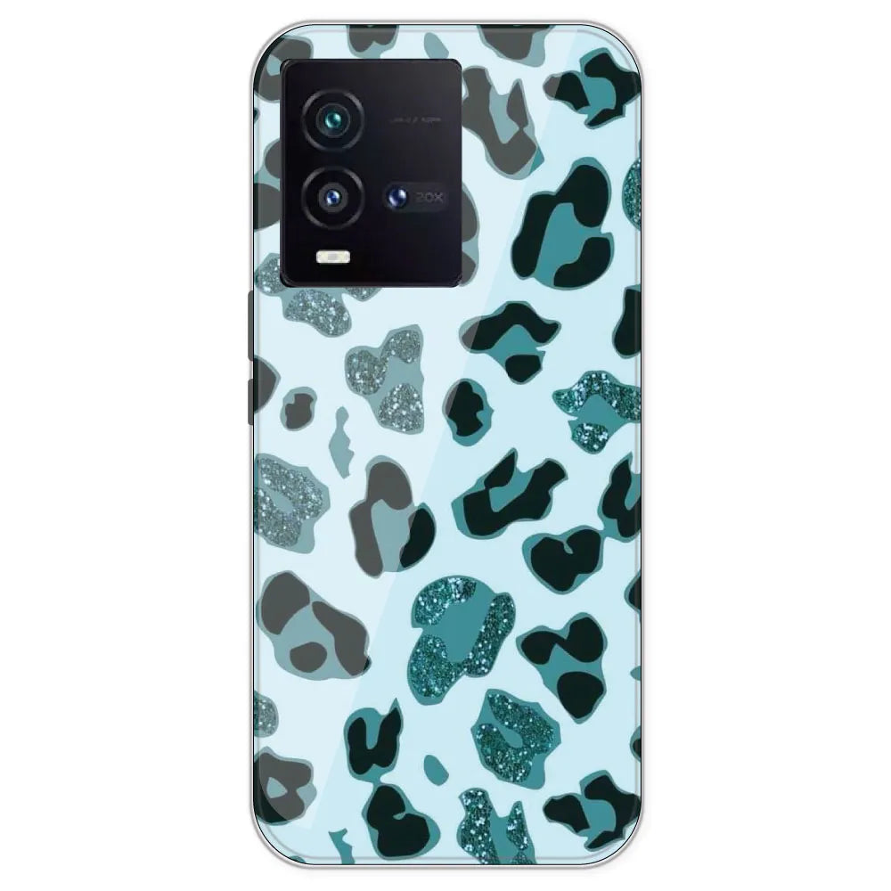 Blue Leopard Glitter Print - Printed Silicone Case For IQOO 9SE