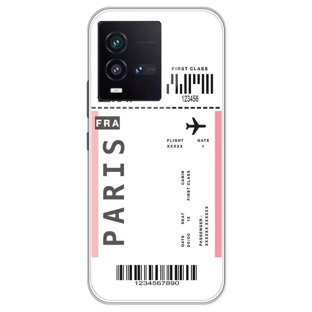 Paris Ticket - Clear Printed Silicone Case For IQOO 9SE