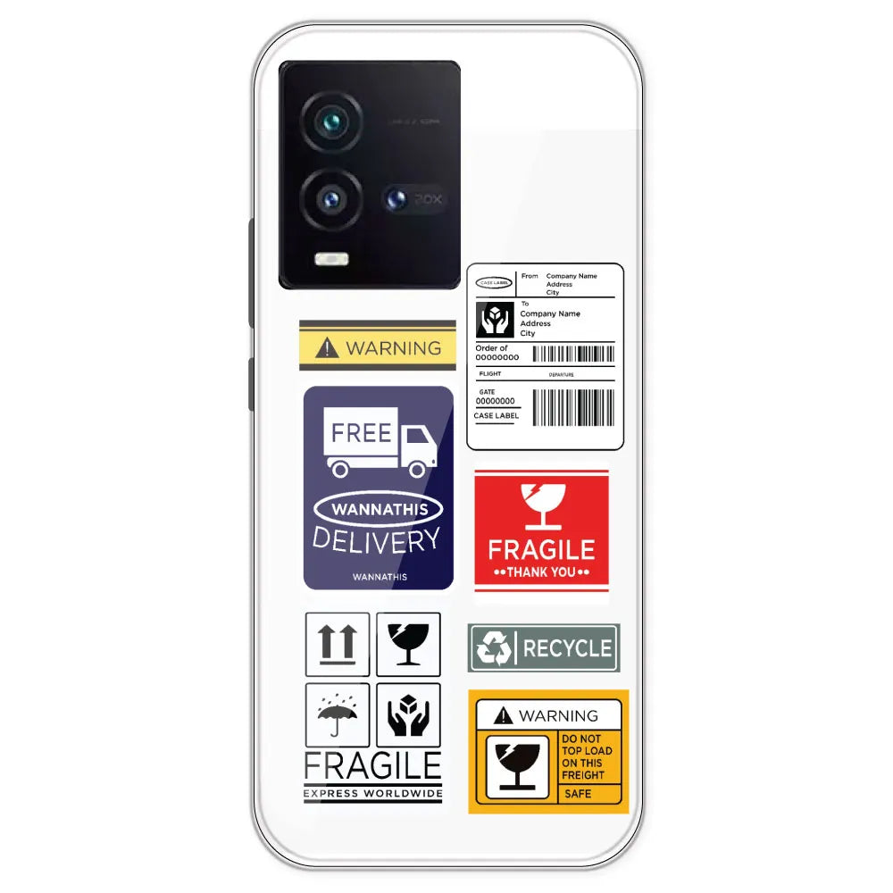 Caution Labels - Clear Printed Silicone Case For IQOO 9SE