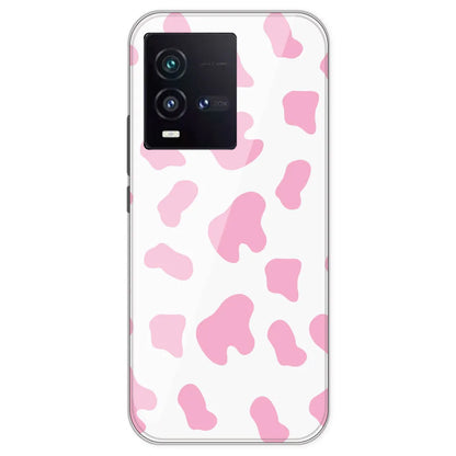Pink Cow Print - Clear Printed Silicone Case For IQOO 9SE