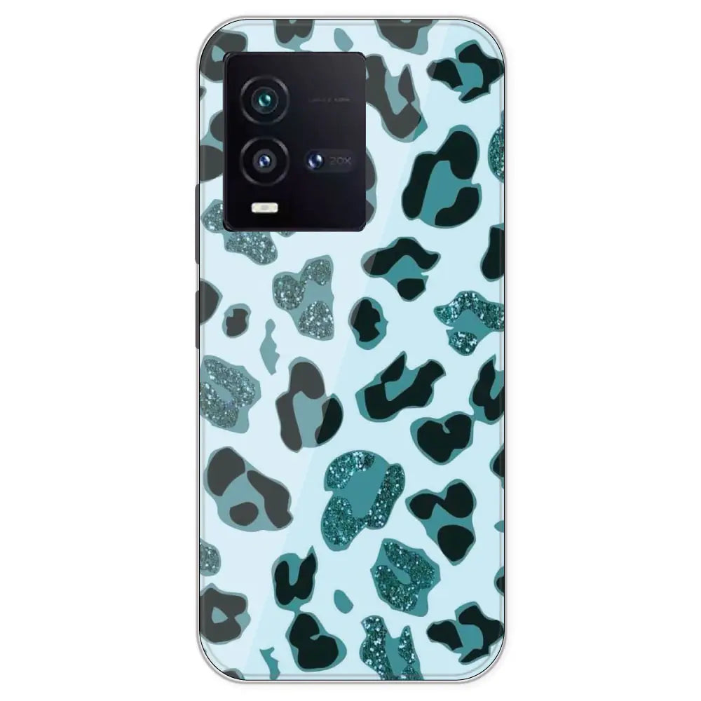 Blue Leopard Glitter Print - Printed Silicone Case For IQOO 9SE