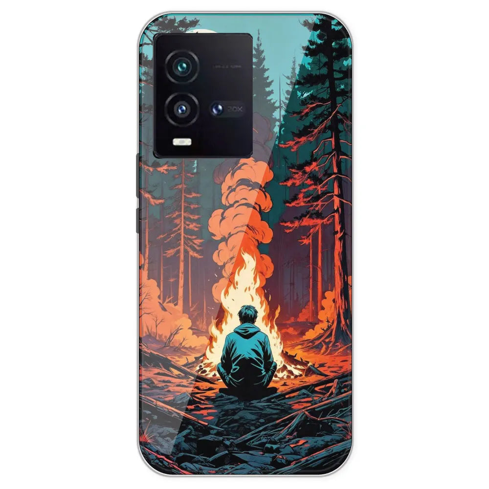 Boy With Camp Fire - Printed Silicone Case For IQOO 9SE