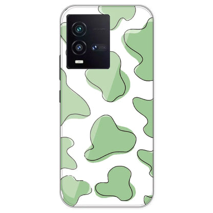 Green Cow Print - Clear Printed Silicone Case For IQOO 9SE