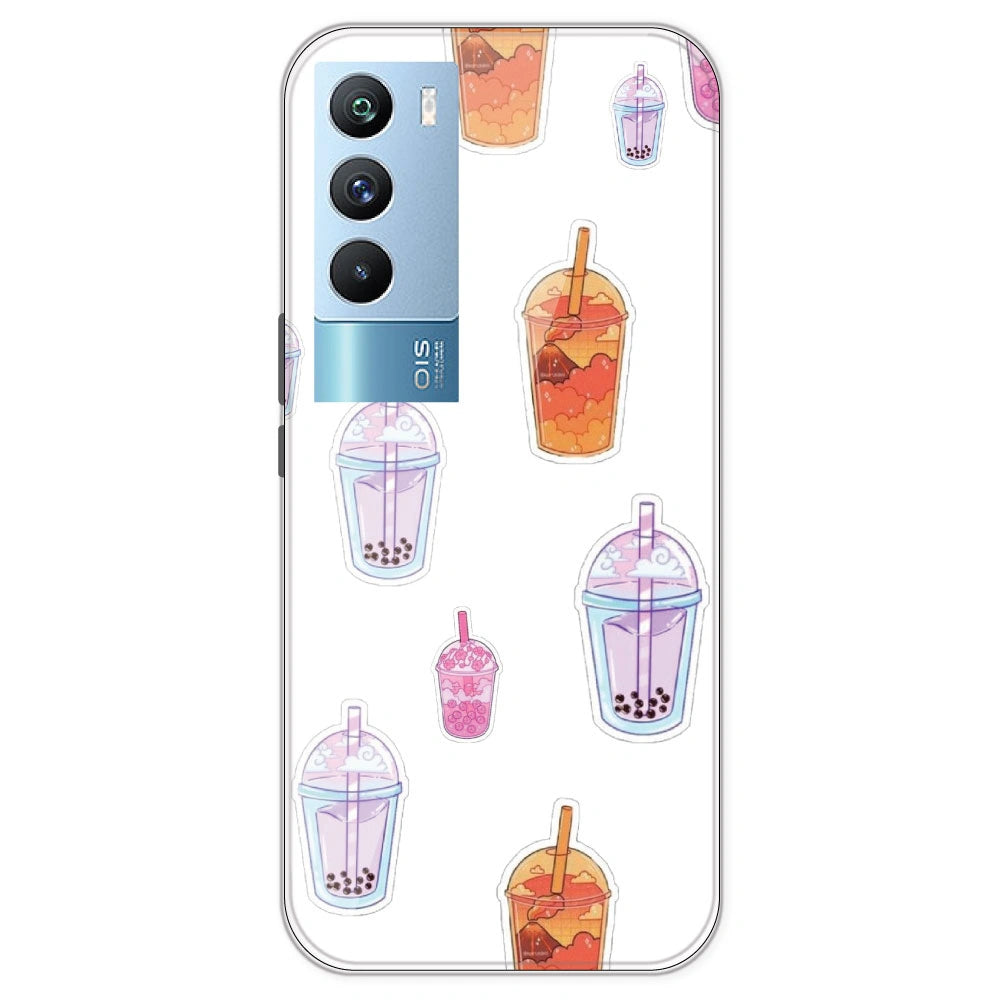 Bubble Tea - Clear Printed Silicone Case For IQOO 9T