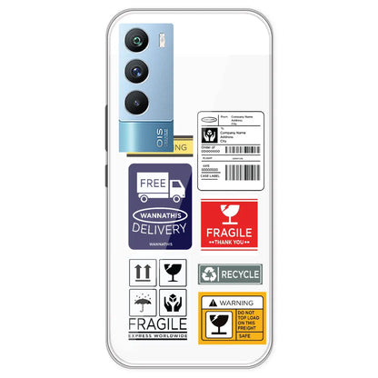 Caution Labels - Clear Printed Silicone Case For IQOO 9T