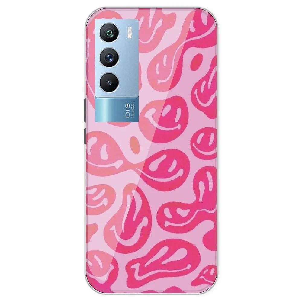 Pink Smilies - Printed Silicone Case For IQOO 9T