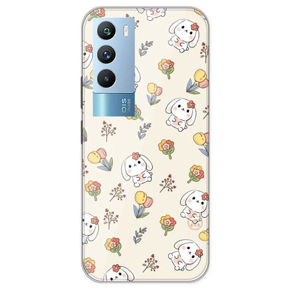 Cute Bunny And Flowers- Printed Silicone Case For IQOO 9T