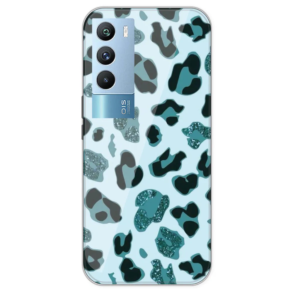 Blue Leopard Glitter Print - Printed Silicone Case For IQOO 9T