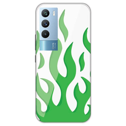 Green Flames - Clear Printed Silicone Case For IQOO 9T