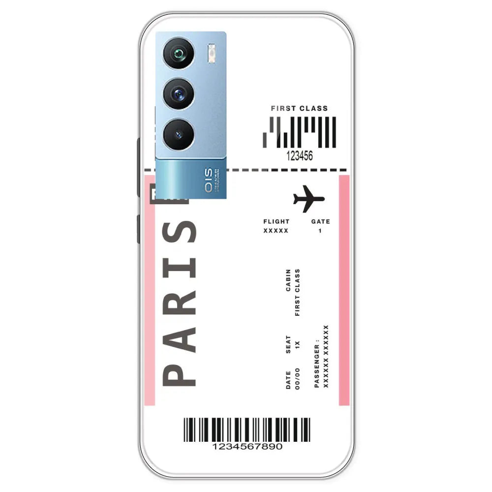 Paris Ticket - Clear Printed Silicone Case For IQOO 9T