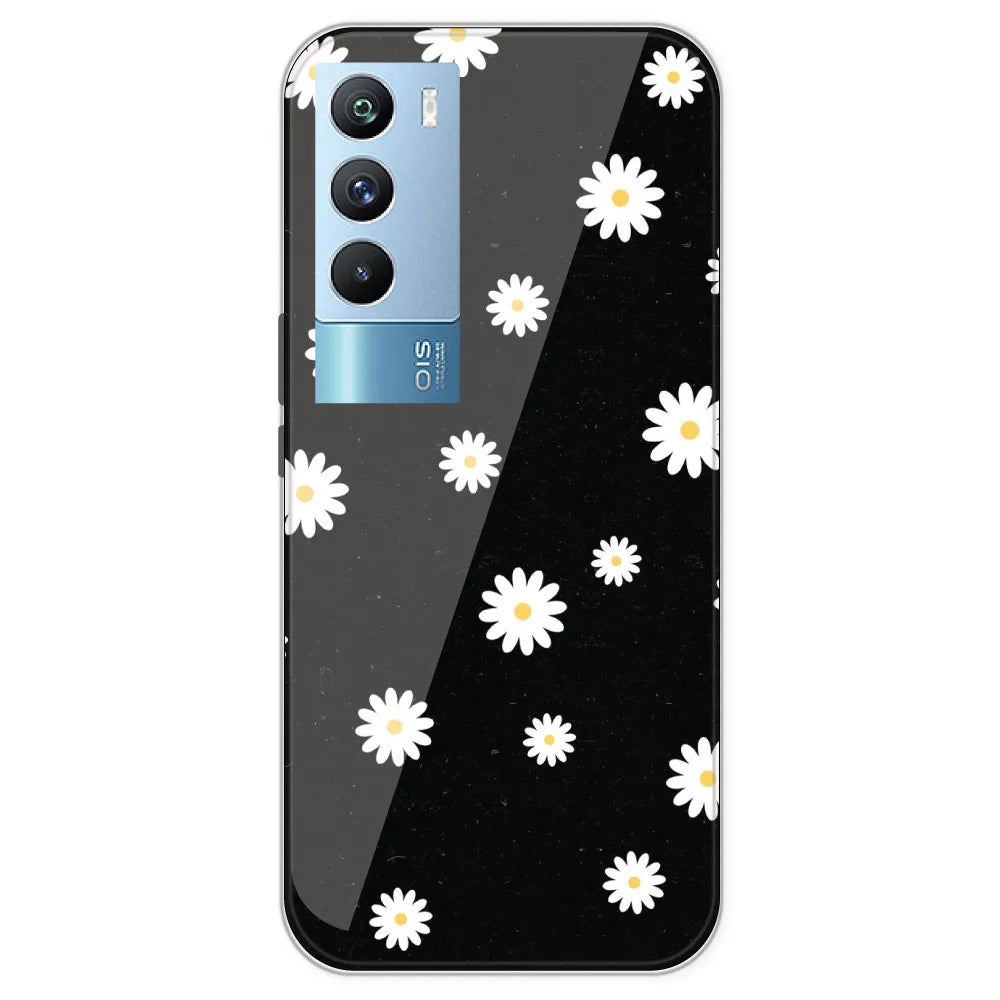 White And Black Flower - Printed Silicone Case For IQOO 9T