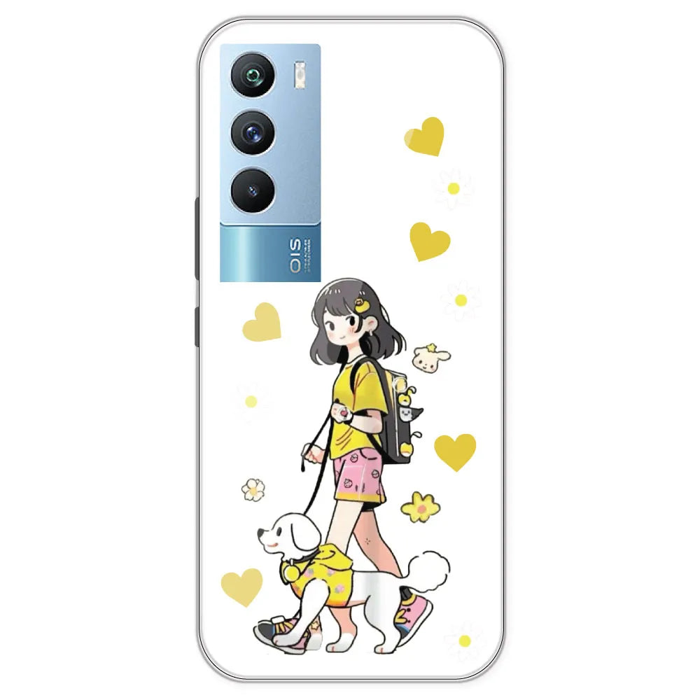 Yellow Girl And Dog - Clear Printed Silicone Case For IQOO 9T