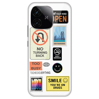 Retro Labels - Clear Printed Silicone Case For IQOO Neo 10R