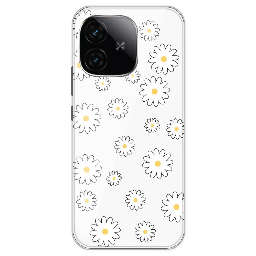 White Flowers - Clear Printed Silicone Case For IQOO Neo 10R