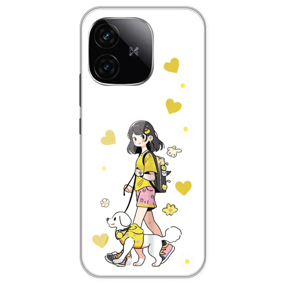 Yellow Girl And Dog - Clear Printed Silicone Case For IQOO Neo 10R
