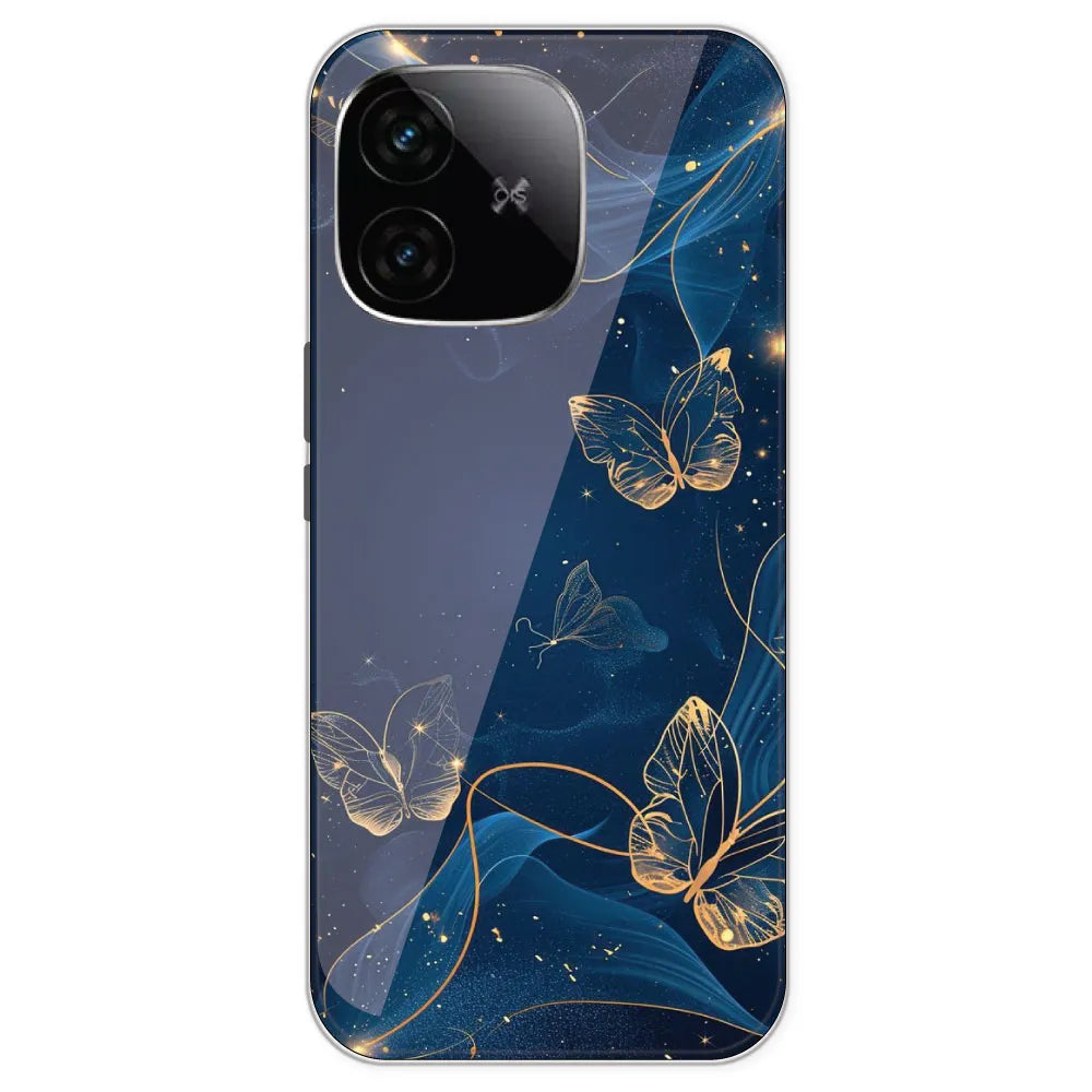 Blue With Gold Butterflies - Printed Silicone Case For IQOO Neo 10R