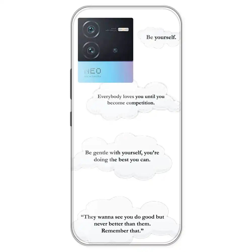 Quotes And Clouds - Clear Printed Silicone Case For iQOO Models