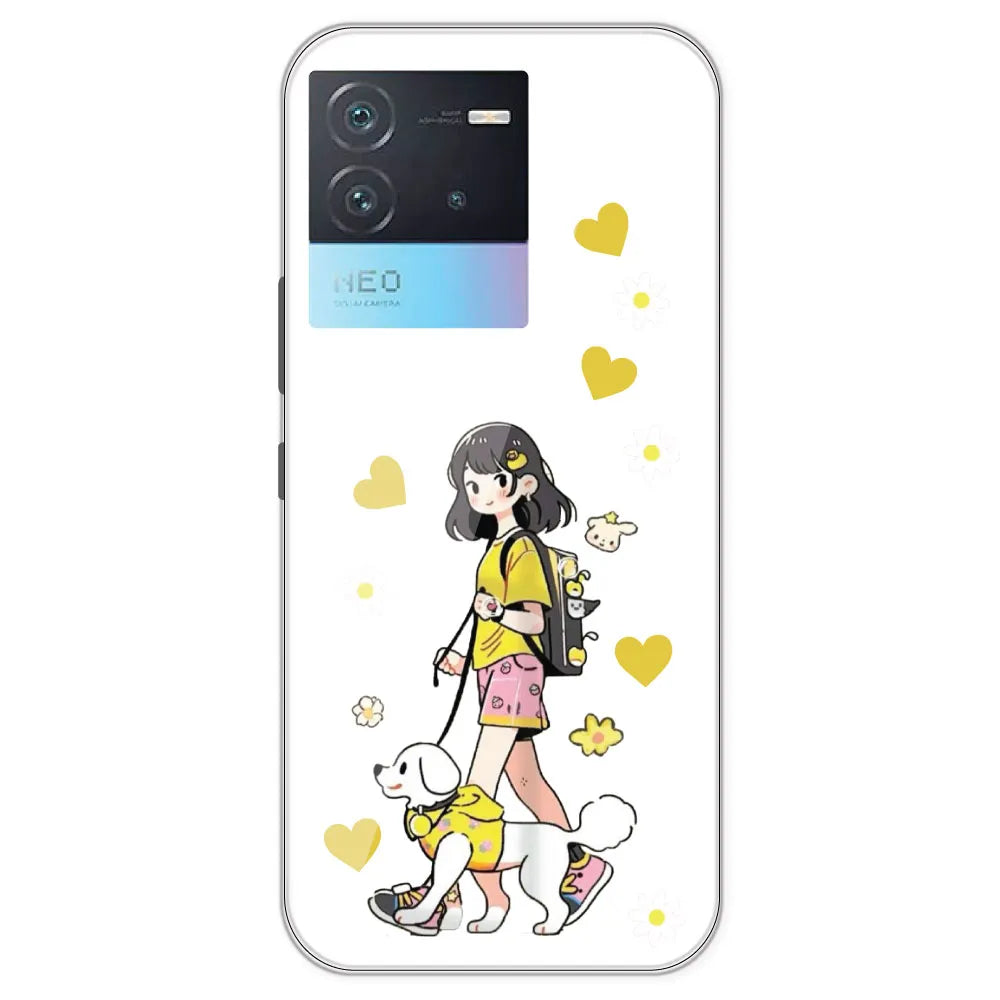 Yellow Girl And Dog - Clear Printed Silicone Case For IQOO Neo 6
