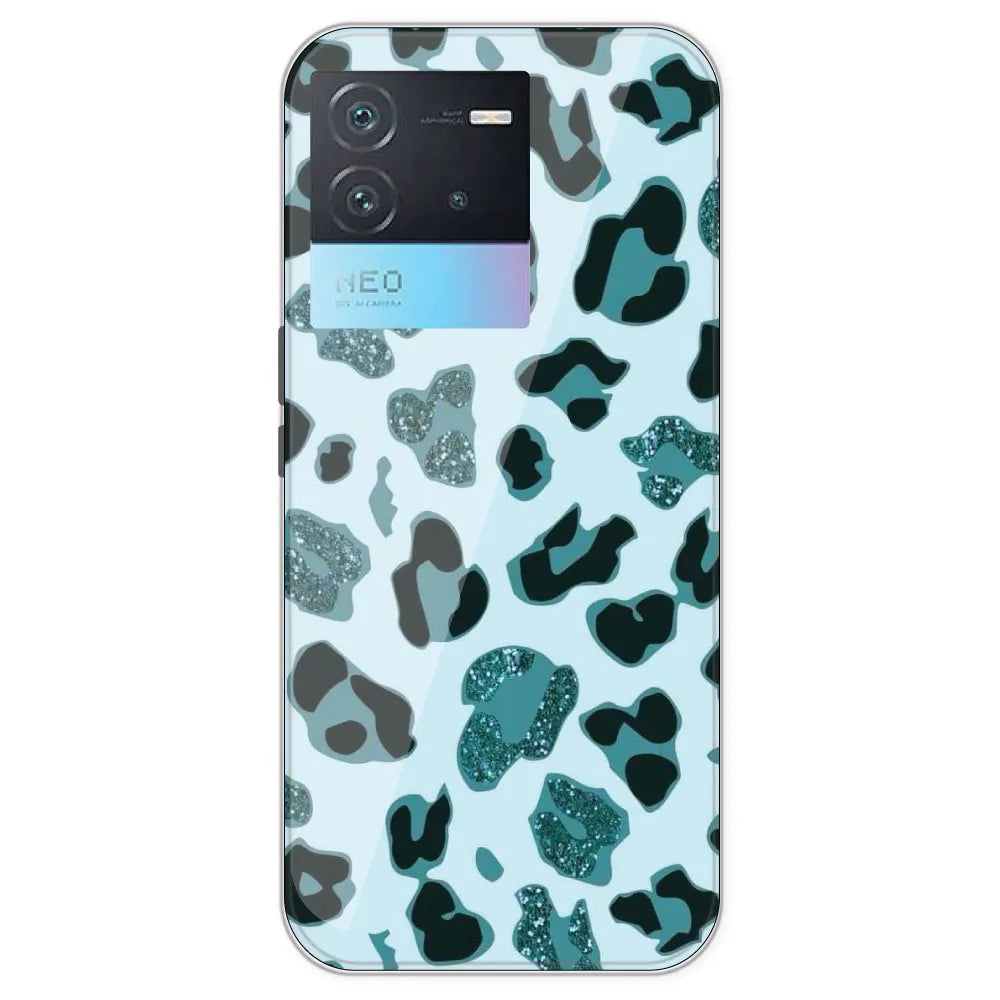 Blue Leopard Glitter Print - Printed Silicone Case For IQOO Neo 6
