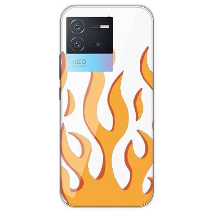 Orange Flames - Clear Printed Silicone Case For IQOO 6 5G