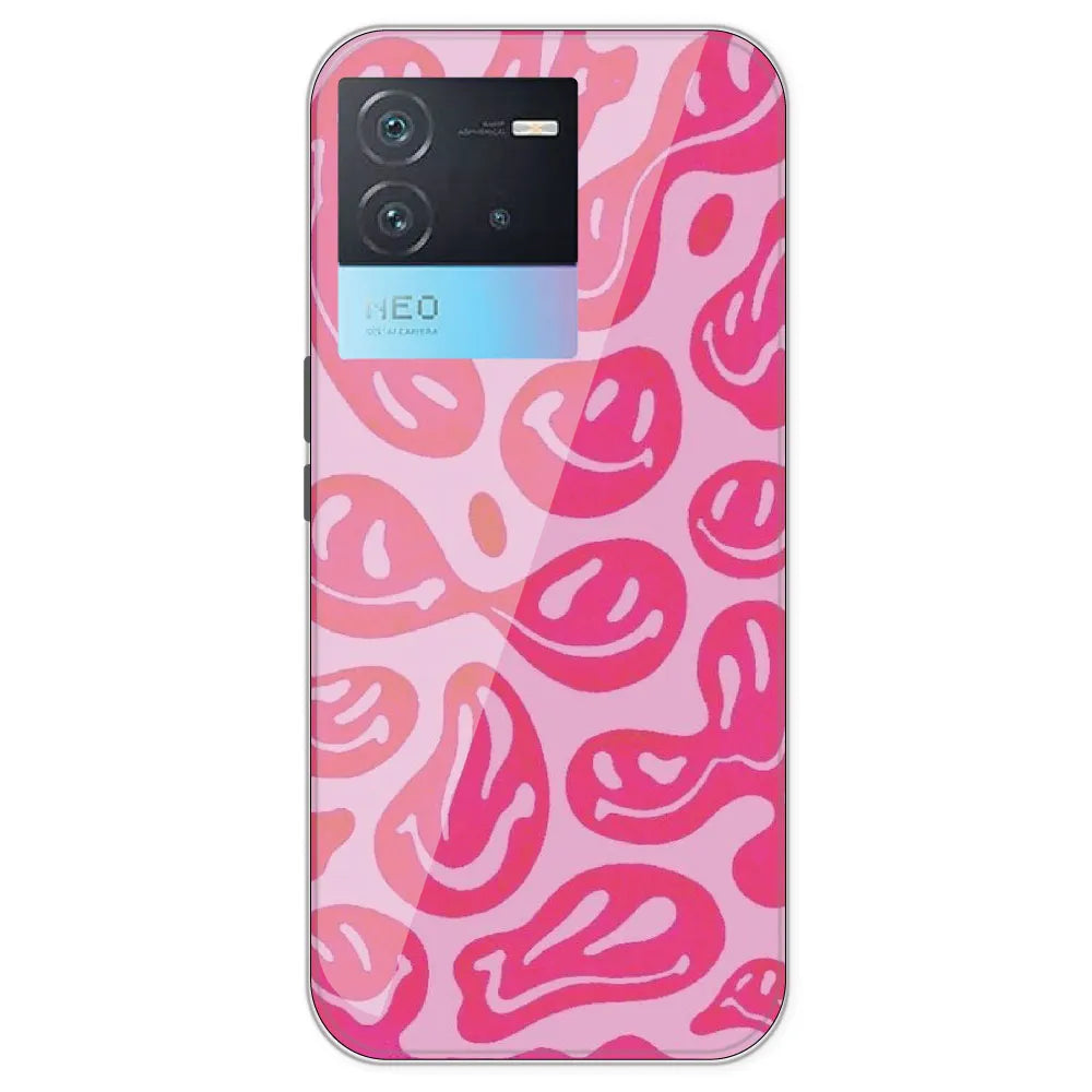 Pink Smilies - Printed Silicone Case For IQOO Neo 6
