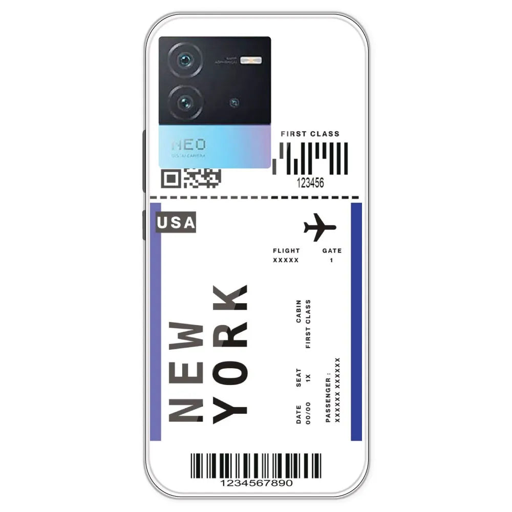 New York Ticket - Clear Printed Silicone Case For IQOO Neo 6