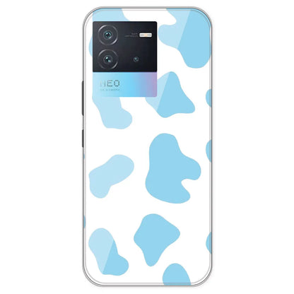 Blue Cow Print - Clear Printed Silicone Case For IQOO Neo 6